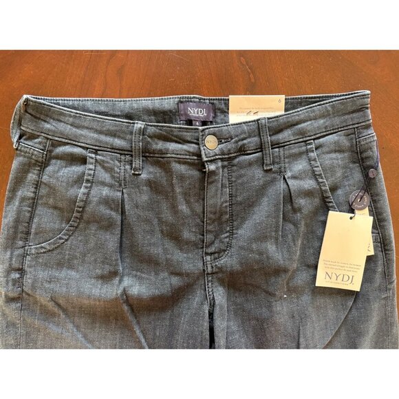 NYDJ NWT Charcoal Grey Giles Stretch Denim Cuffed Ankle High Rise Jeans Size 6 - Picture 6 of 13